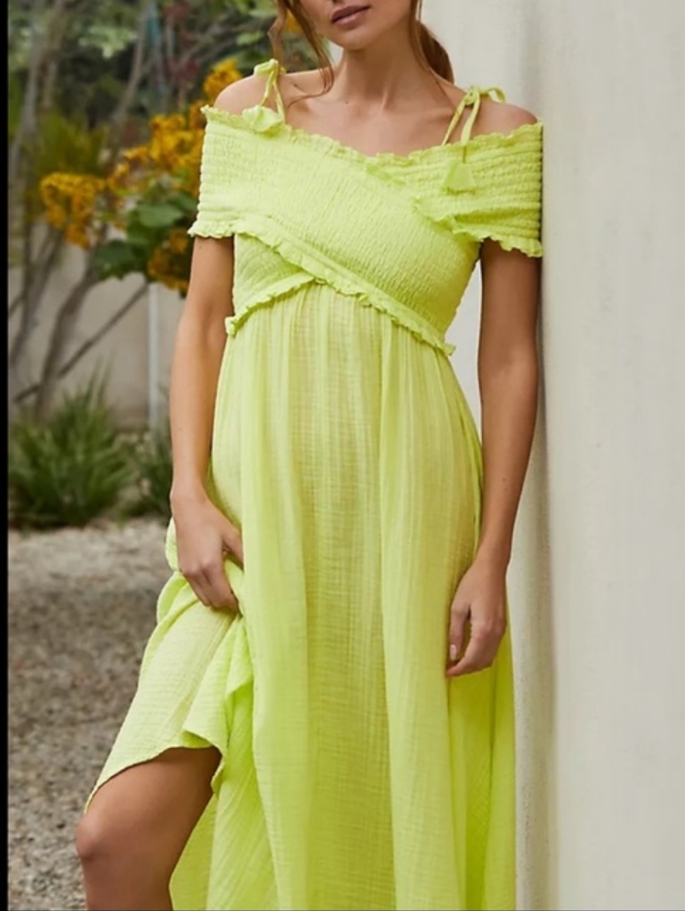 By Anthropologie Smocked Gauze Criss-Cross‎ Dress